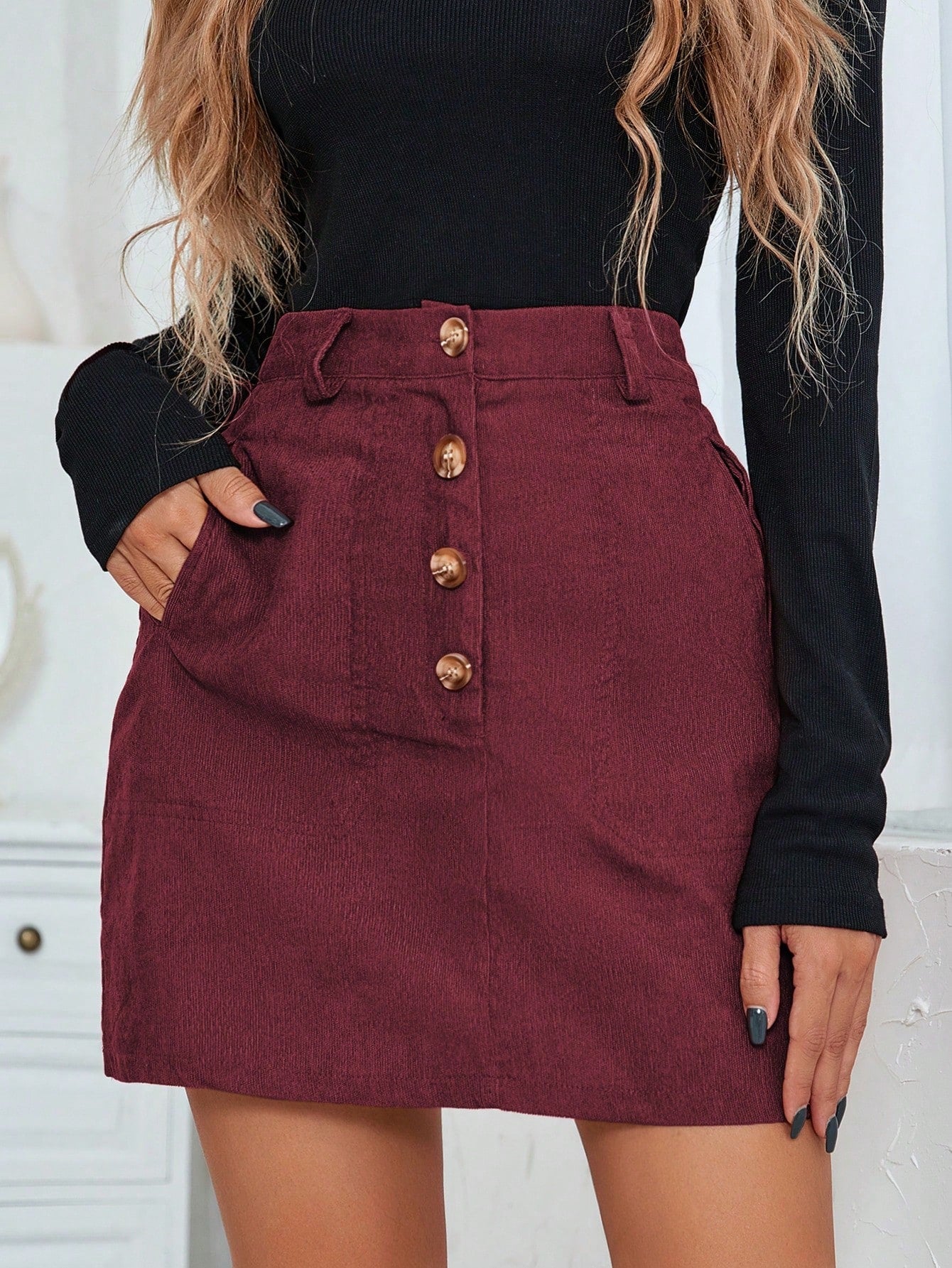 Saia Line De Botões Frontais - Tiffani Moda Feminina