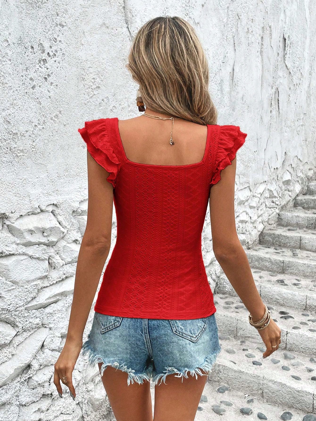 Camiseta Lila Bel Bainha Com Babados - Tiffani Moda Feminina