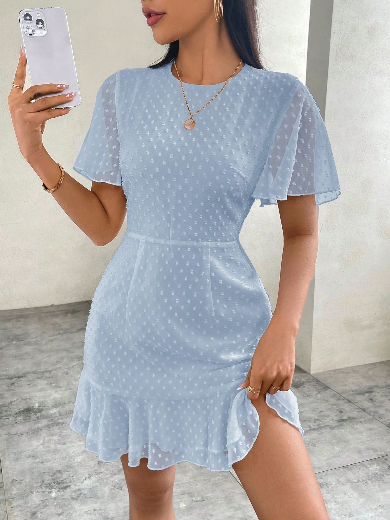 Vestido De Chiffon Com Bolinhas - Tiffani Moda Feminina