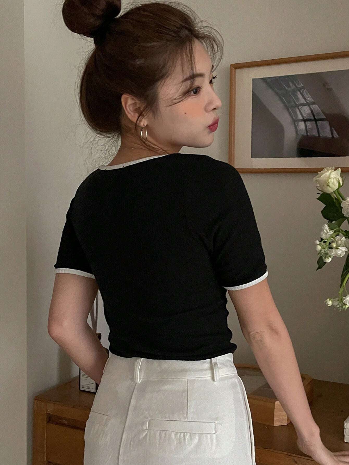 Blusa Daice Com Acabamento Em Contraste - Tiffani Moda Feminina