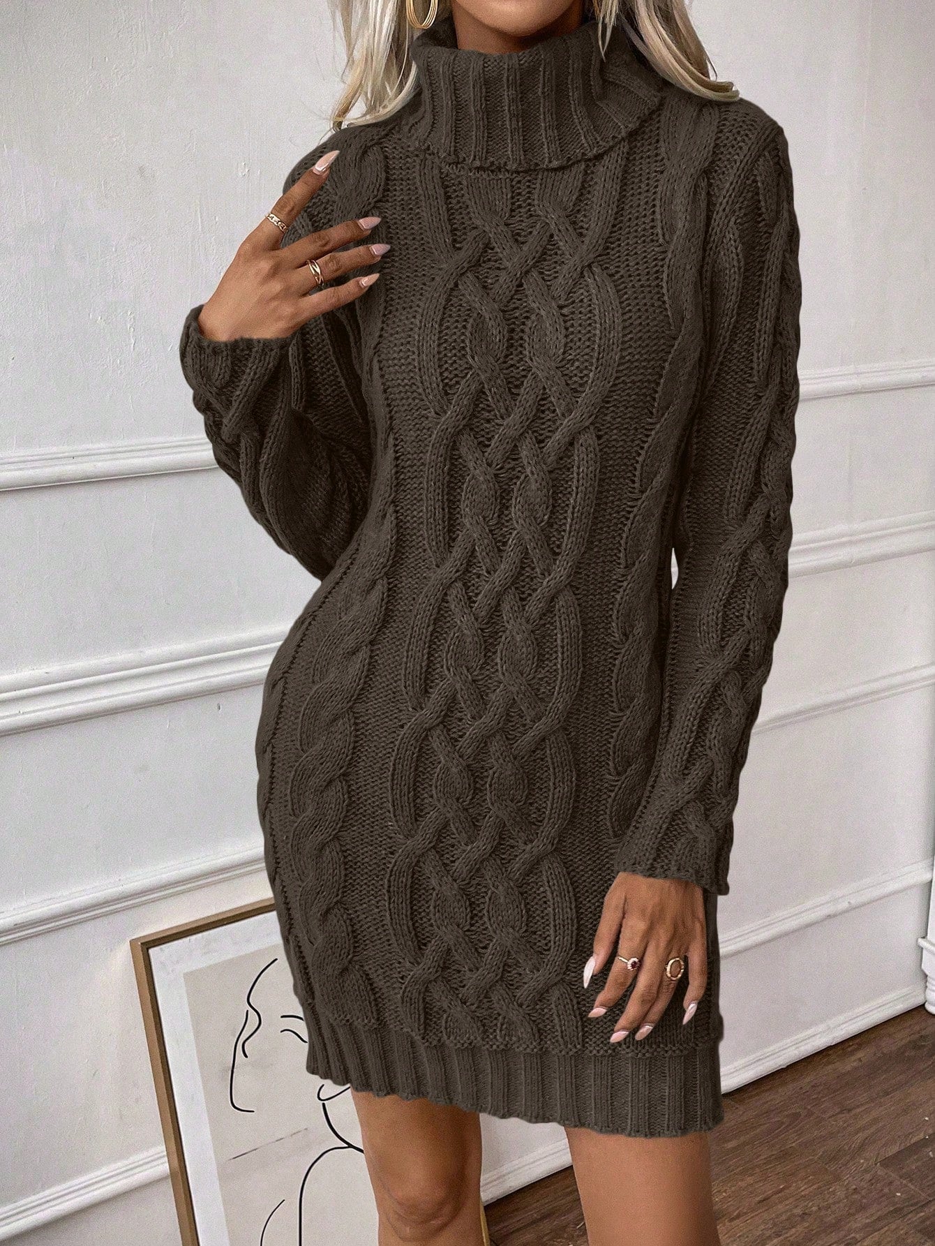 Vestido De Tricô Beatriz Gola Alta