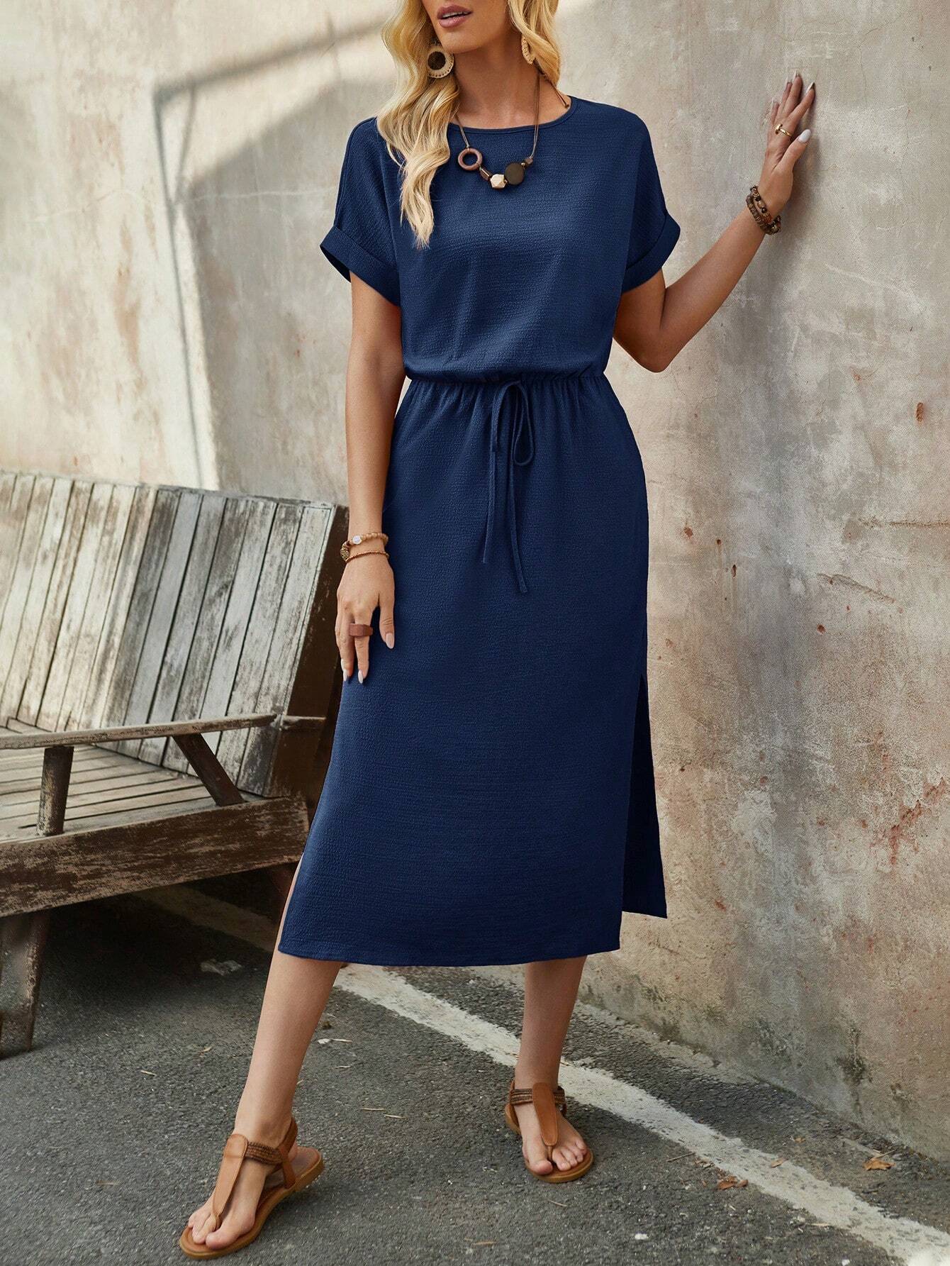Vestido Midi de Verão com Manga Curta - Tiffani Moda Feminina