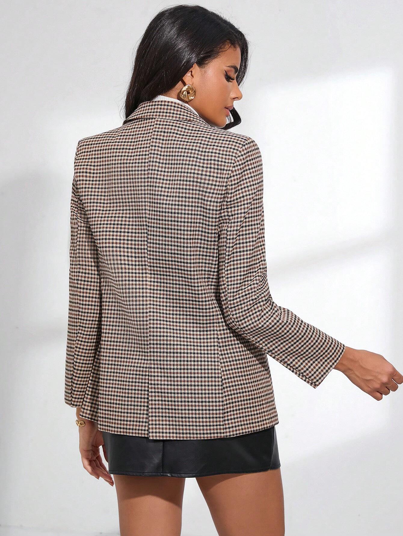 Blazer Xadrez com gola de lapela - Tiffani Moda Feminina