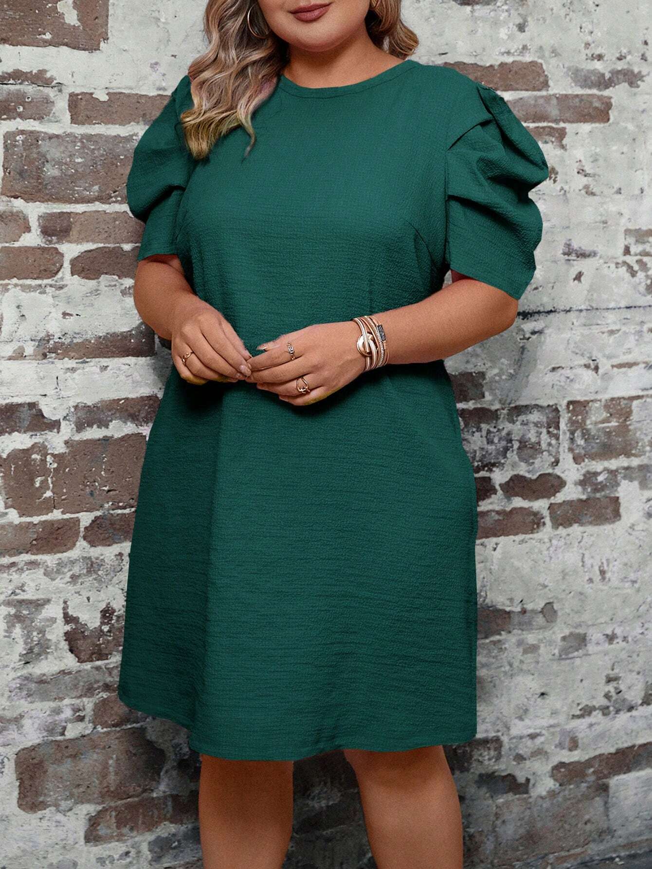 Vestido Lilian Plus-Size Manga Bufante - Tiffani Moda Feminina