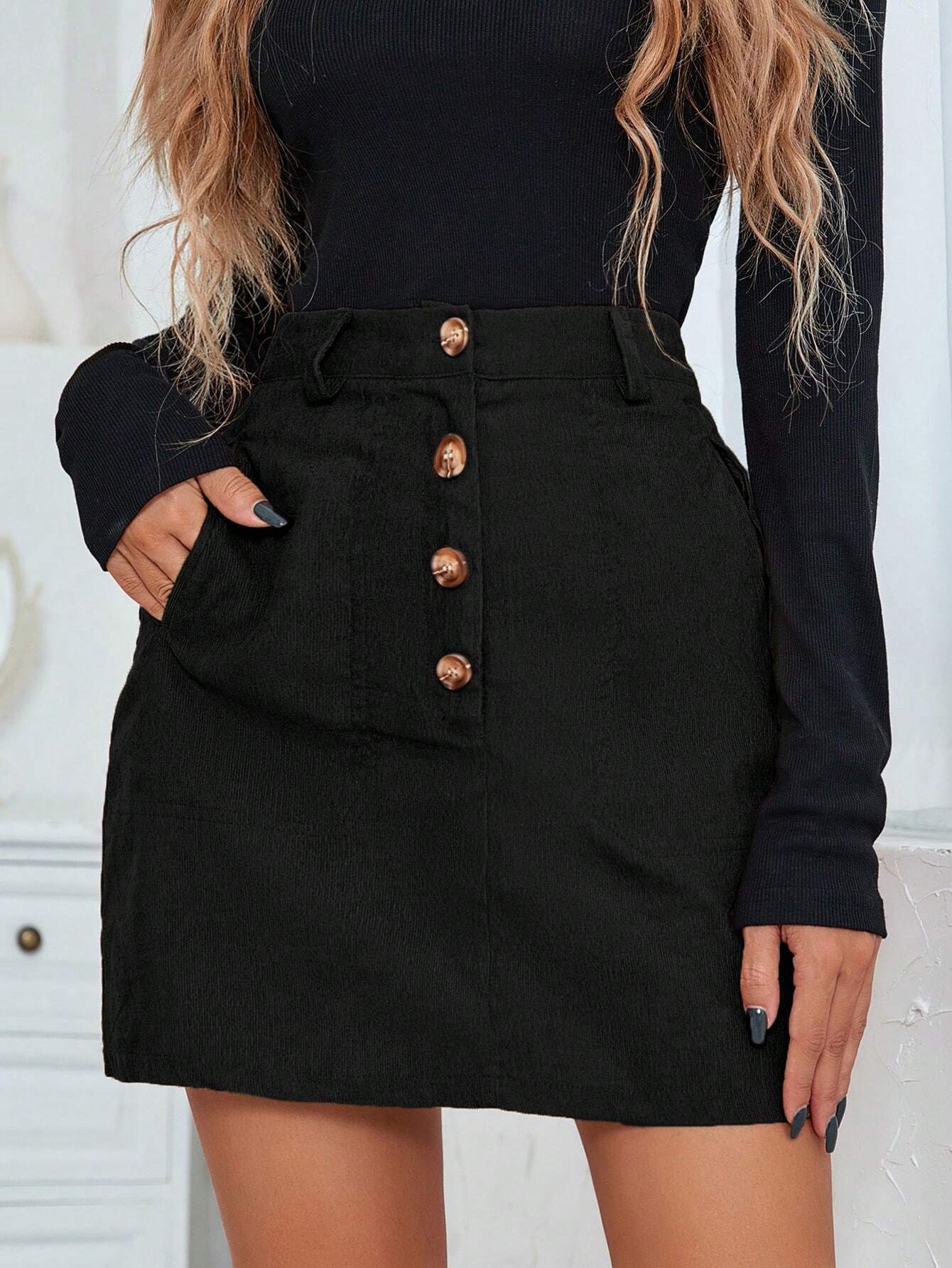Saia Line De Botões Frontais - Tiffani Moda Feminina