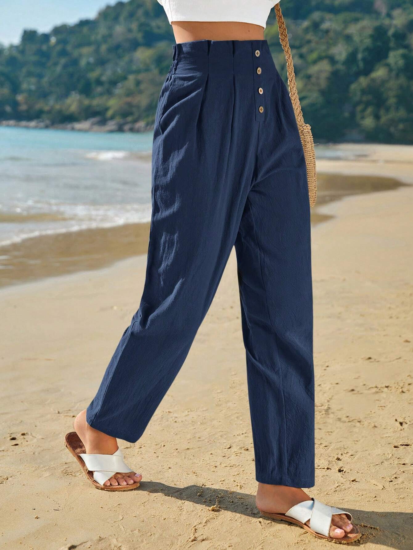 Calça Alfaiataria Francy Plissado Cintura Alta - Tiffani Moda Feminina
