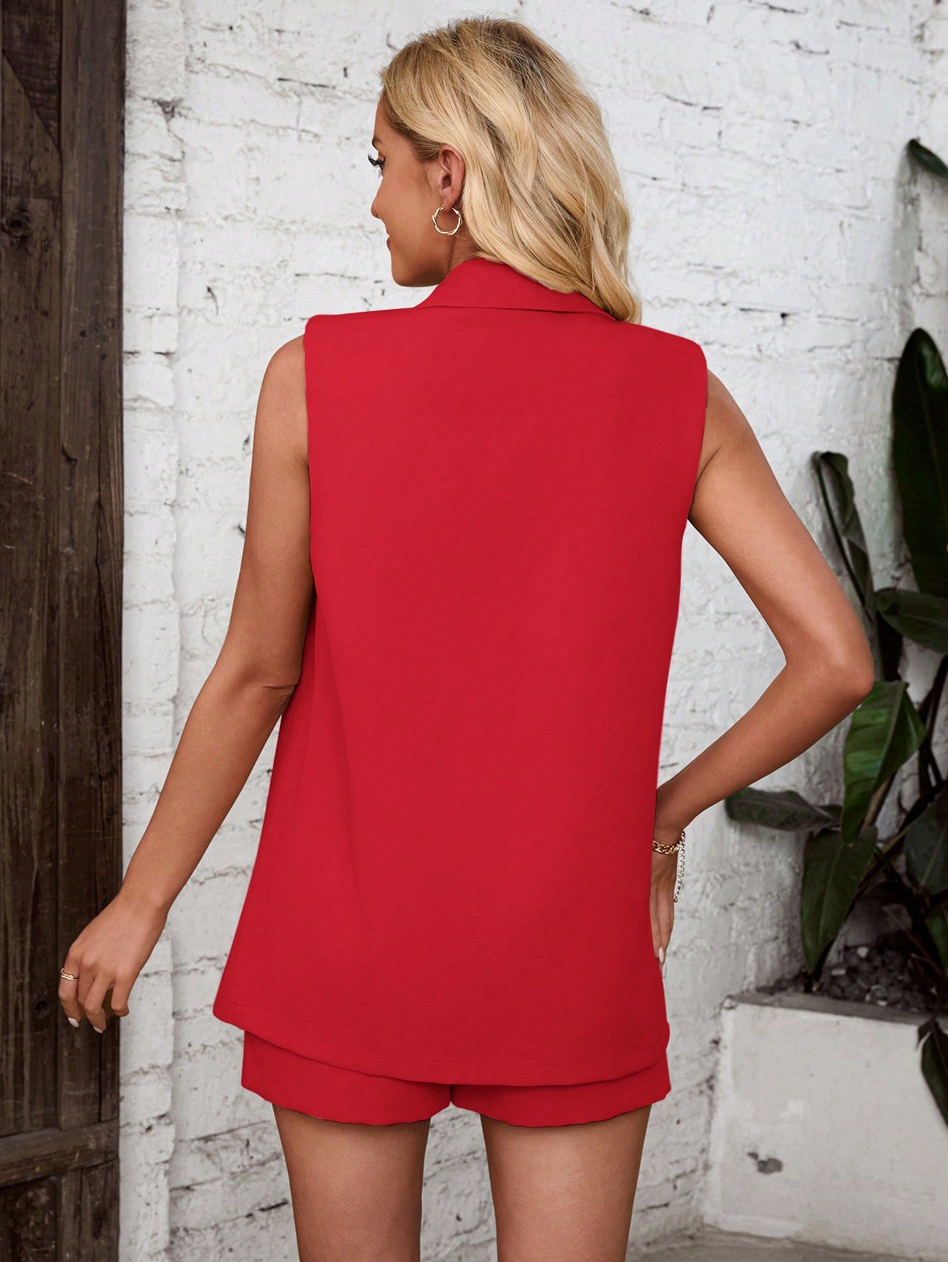 Conjunto Dylla Colete De Terno Monocromático Shorts Plissado