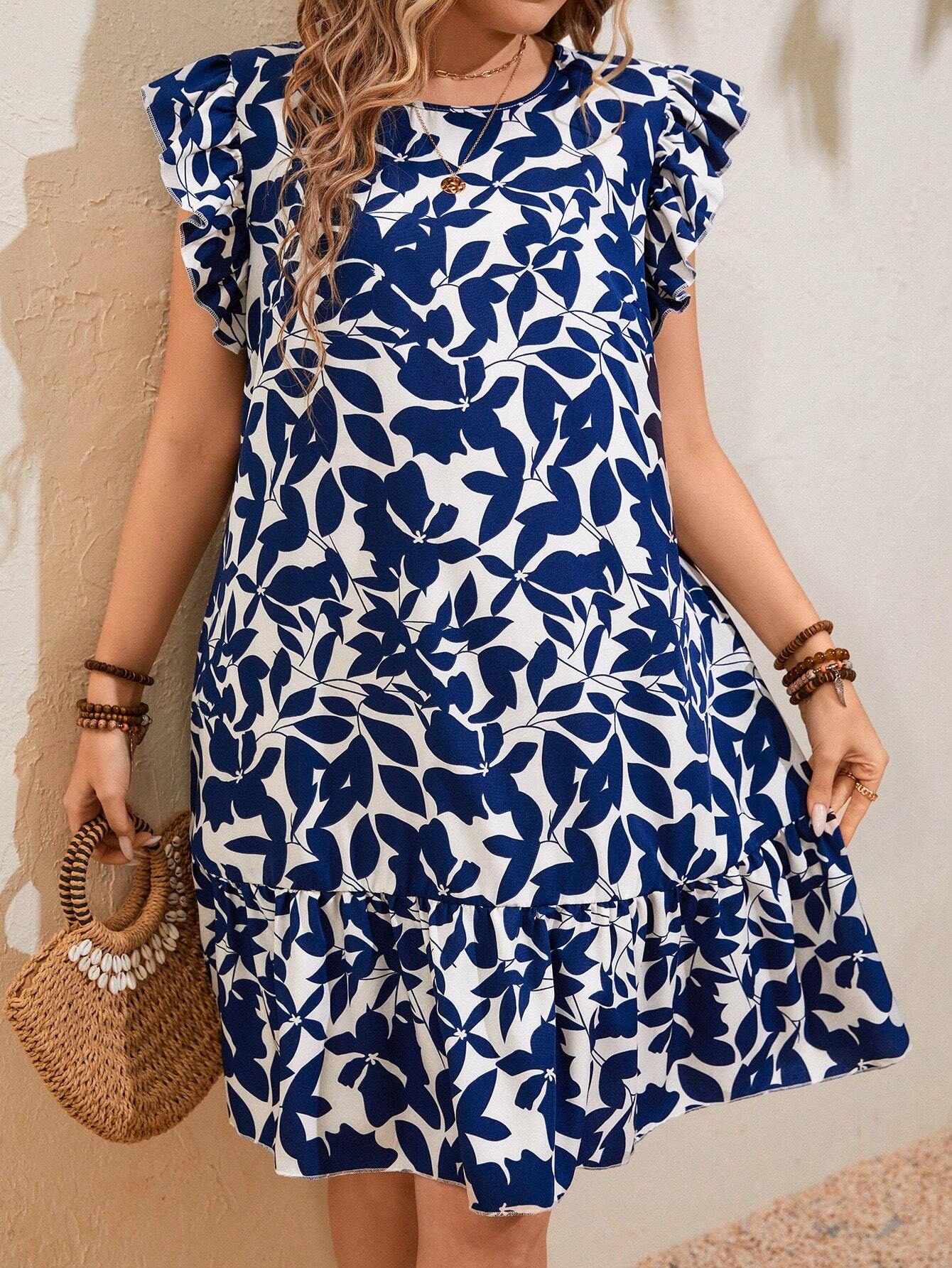 Vestido Plus Size Com Estampa Allover - Tiffani Moda Feminina