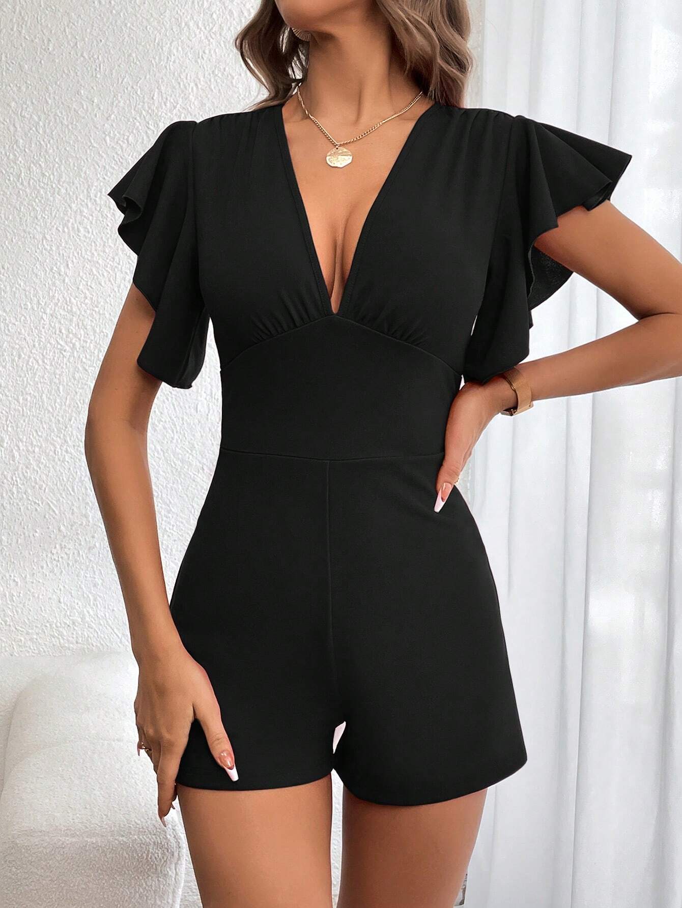 Macacão Sintonia manga de borboleta - Tiffani Moda Feminina