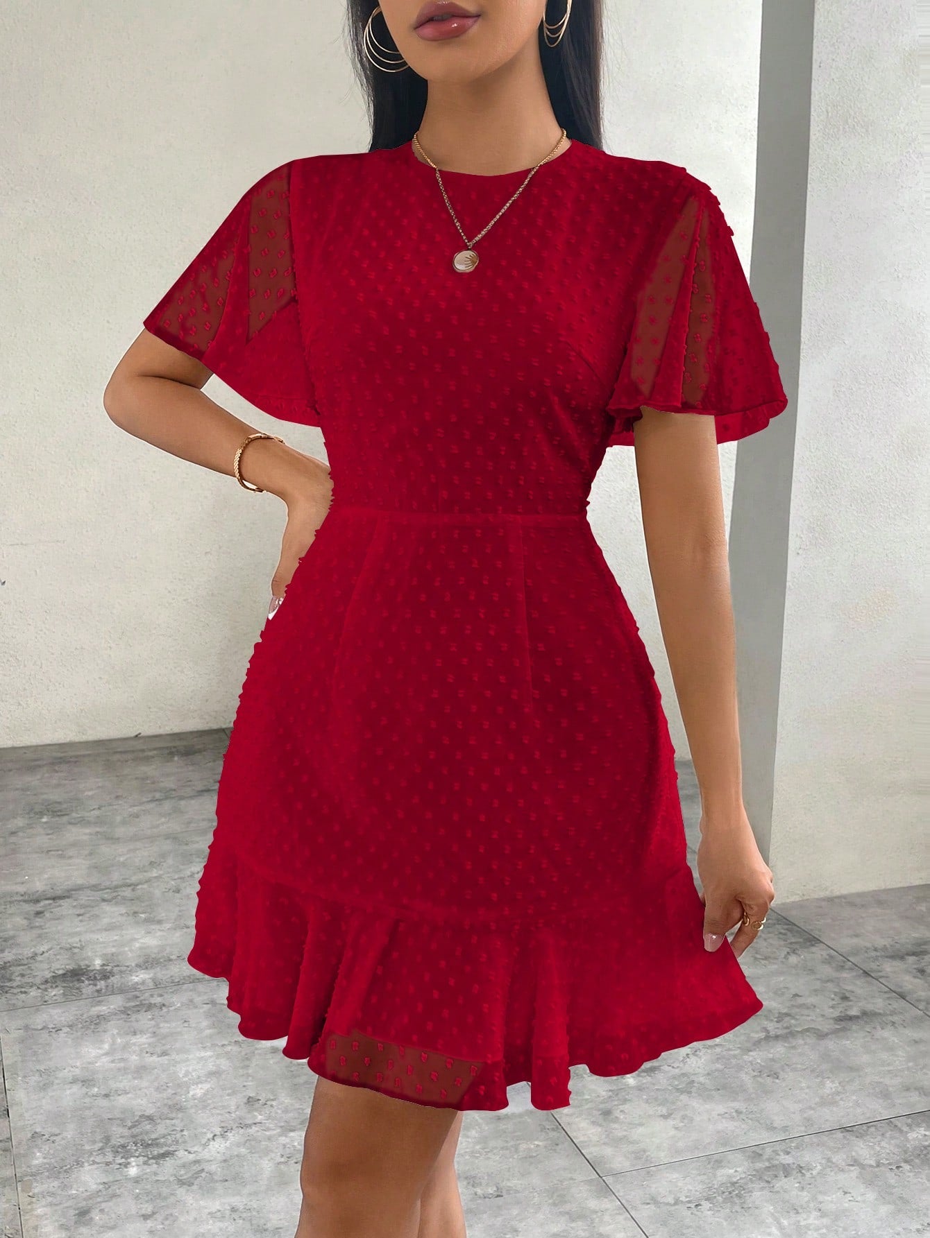 Vestido De Chiffon Com Bolinhas