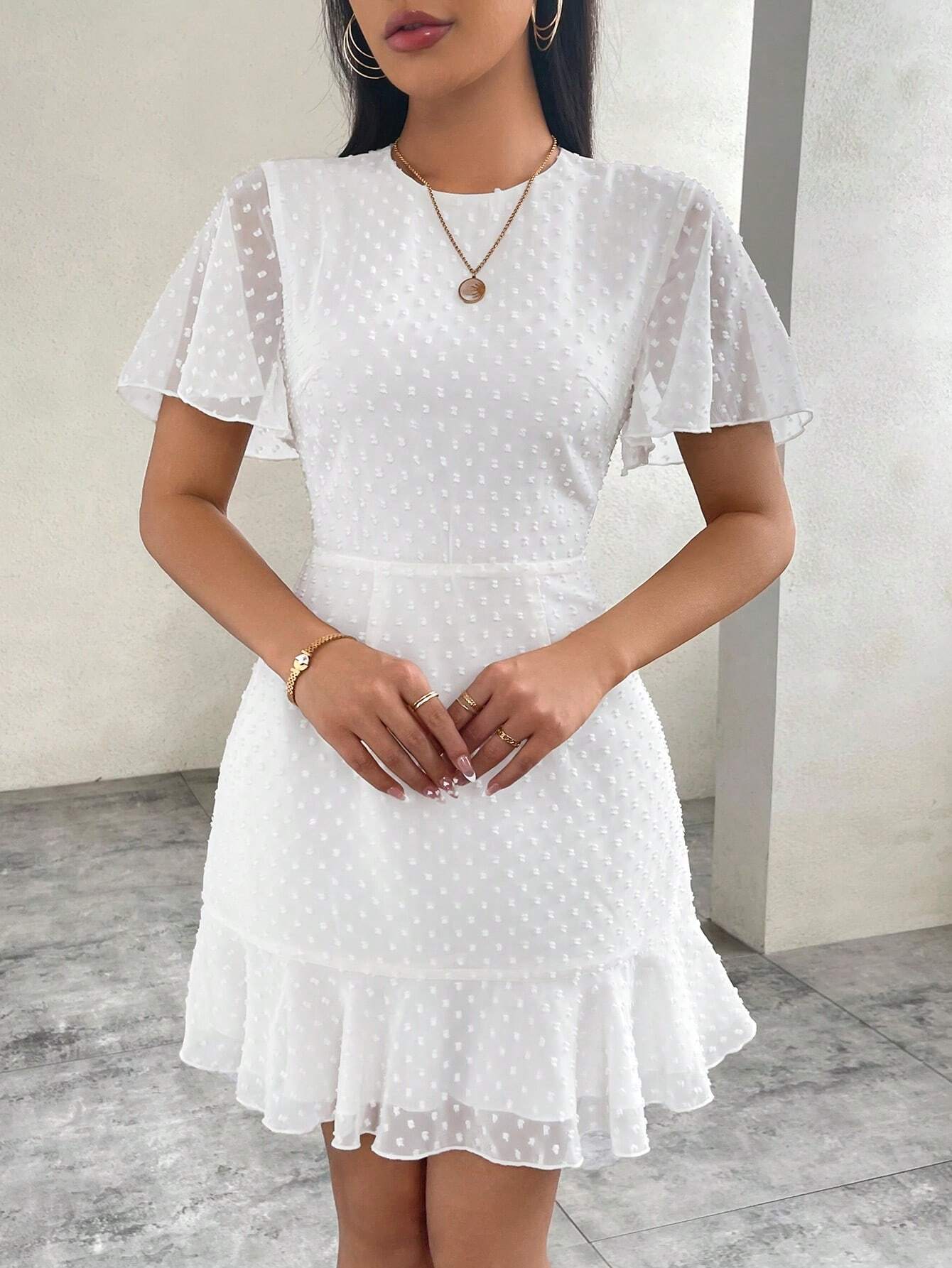 Vestido De Chiffon Com Bolinhas - Tiffani Moda Feminina