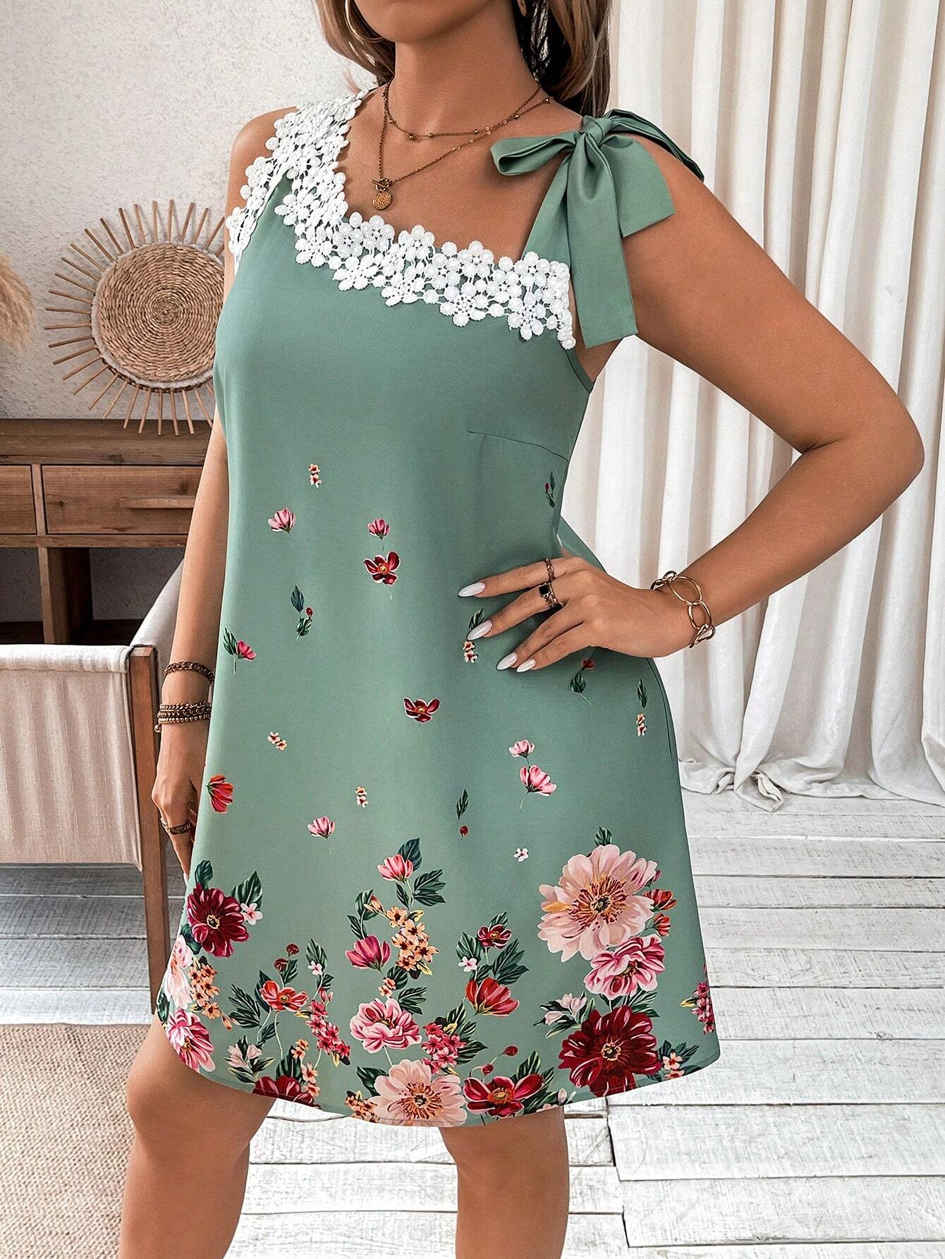 Vestido Plus Size Decote De Renda Em Patchwork - Tiffani Moda Feminina