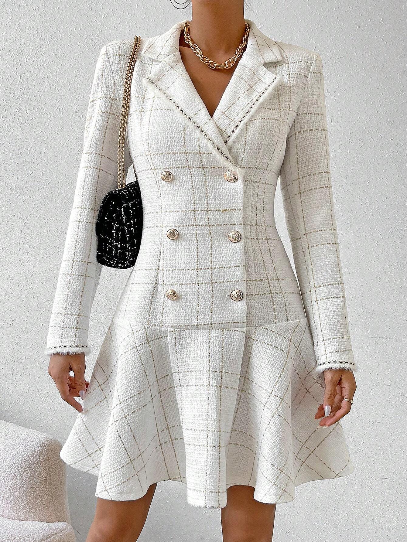 Vestido Junia Luxo Xadrez Trespassado - Tiffani Moda Feminina