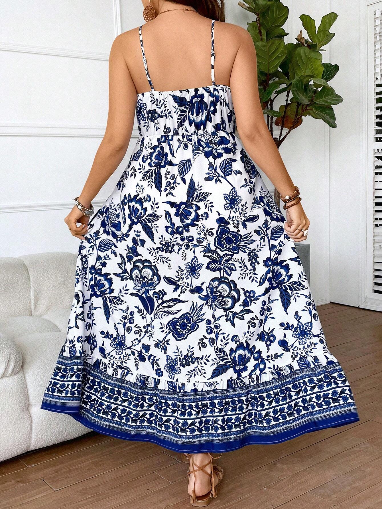 Vestido Encantador Byann com Estampa Floral Longo Plus-Size - Tiffani Moda Feminina