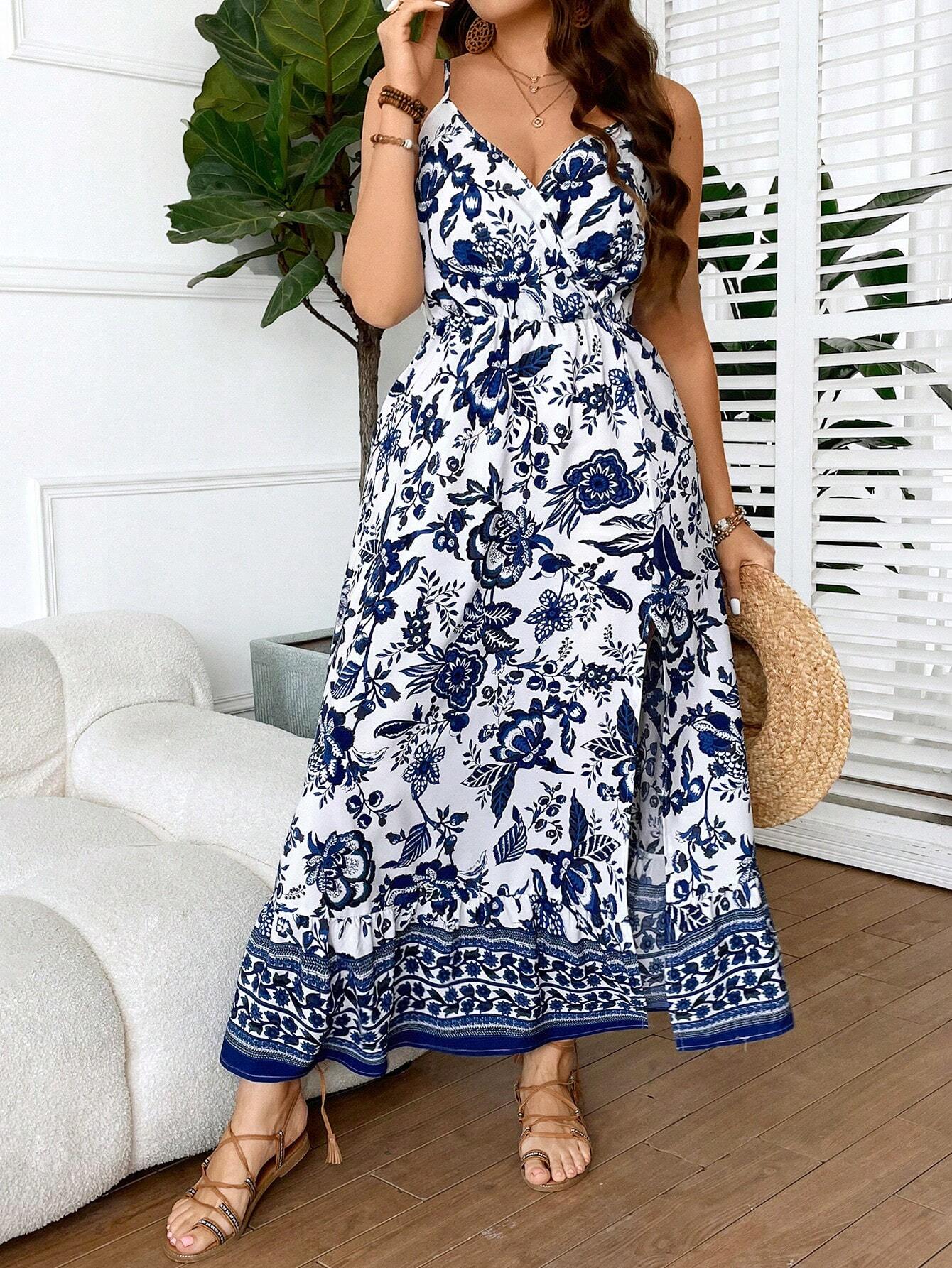 Vestido Encantador Byann com Estampa Floral Longo Plus-Size - Tiffani Moda Feminina