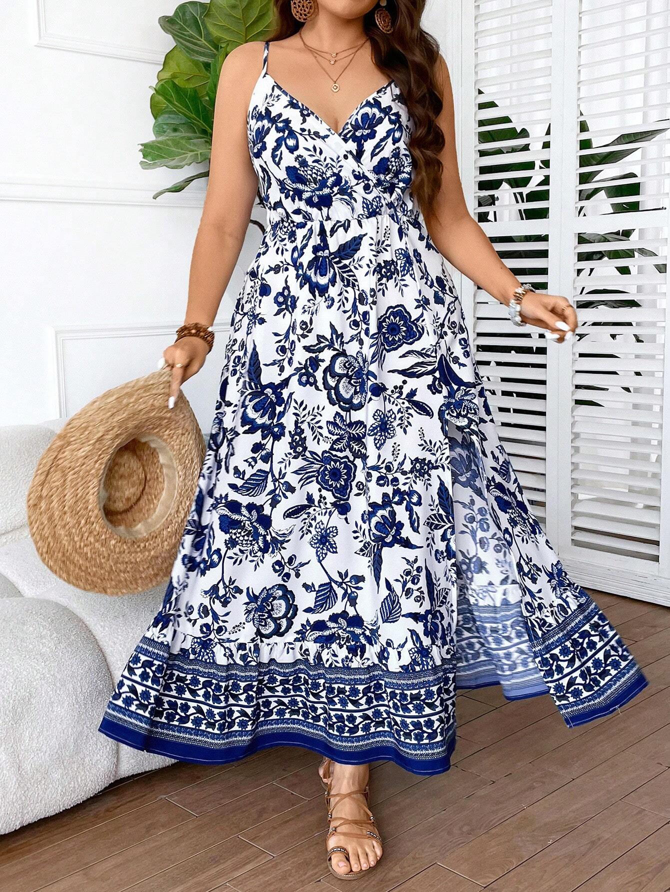 Vestido Encantador Byann com Estampa Floral Longo Plus-Size - Tiffani Moda Feminina
