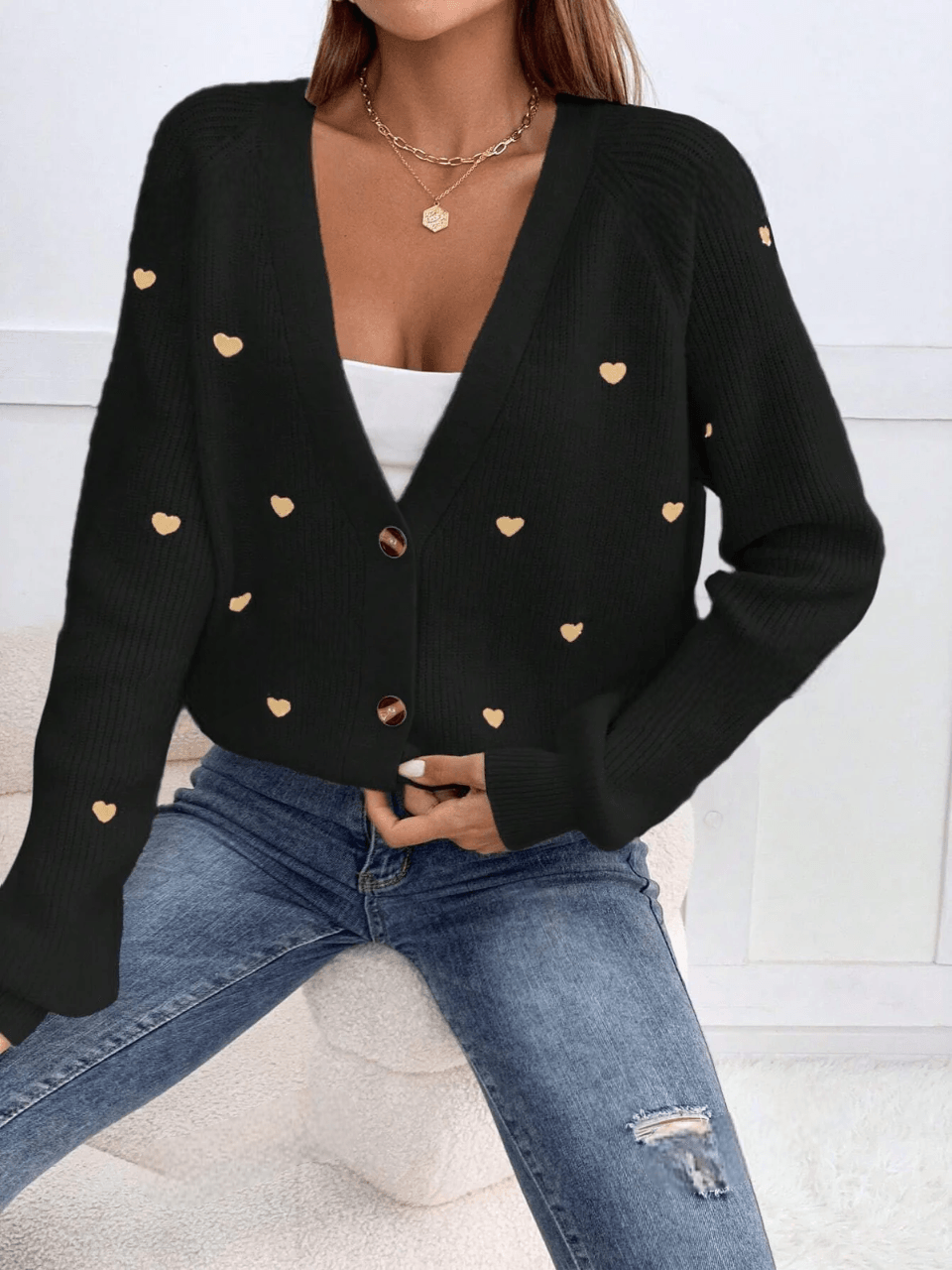 Cardigã Corações de Inverno - Tiffani Moda Feminina