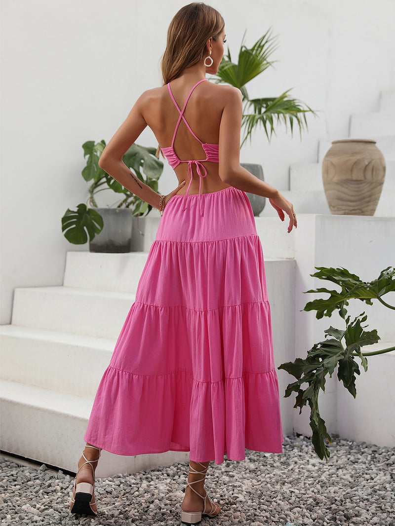 Vestido Maxime Estiloso Vazado com Ombros de Fora - Tiffani Moda Feminina