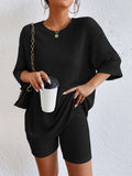 Conjunto Blusa e Bermudas de Malha canelada - Tiffani Moda Feminina