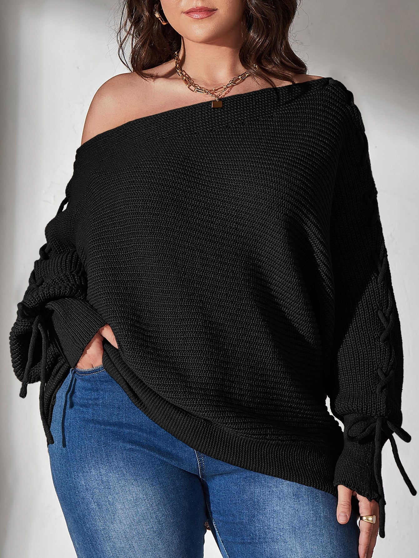 Camisola Fashion ombro Caído Plus Size