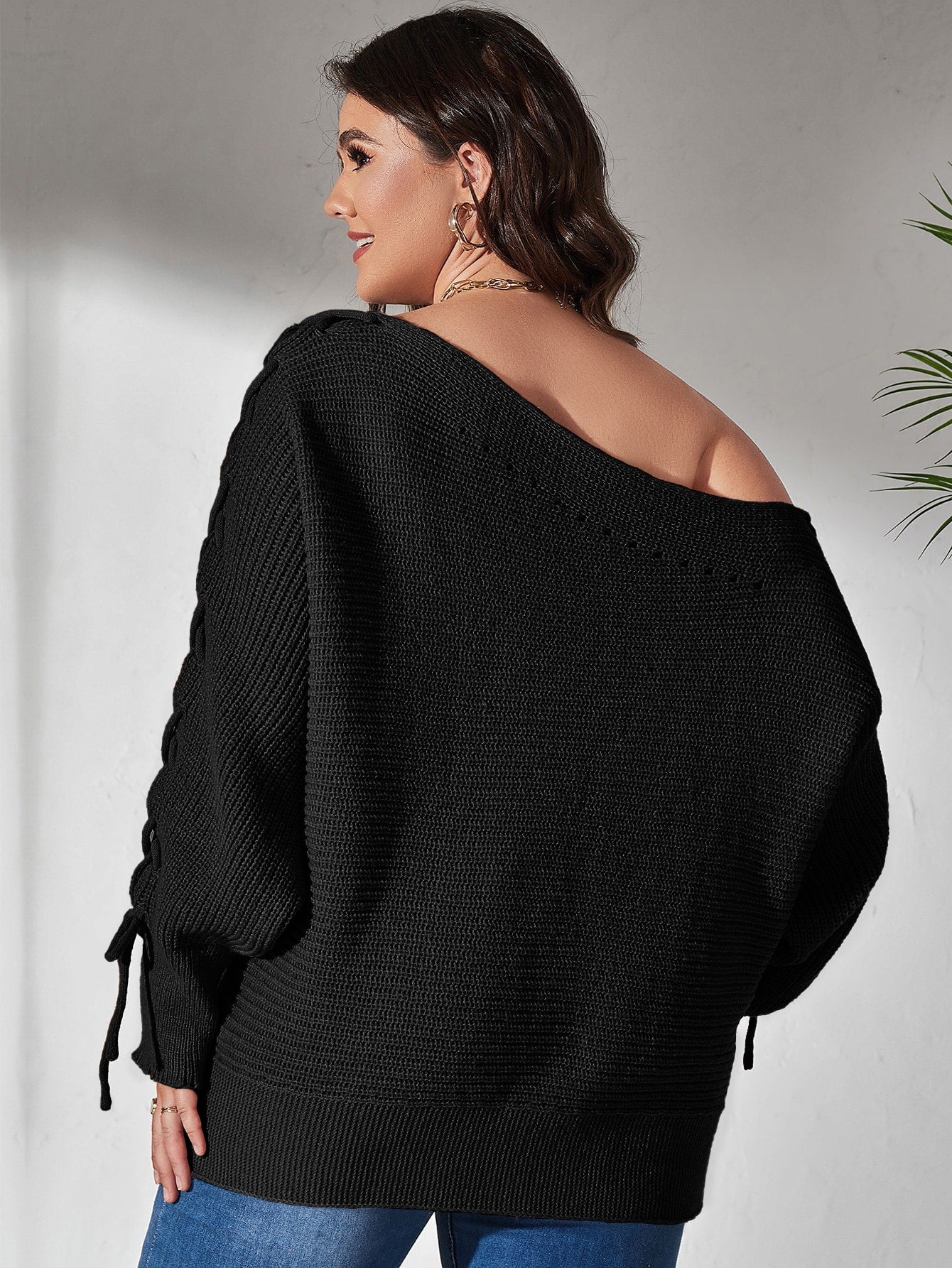 Camisola Fashion ombro Caído Plus Size
