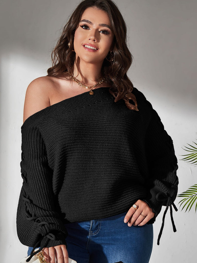 Camisola Fashion ombro Caído Plus Size