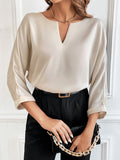 Camisa Basic De Cor Sólida Com Decote Em V
