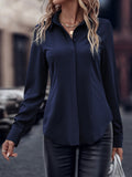 Camisa Merien De Manga Longa De Cor Sólida - Tiffani Moda Feminina