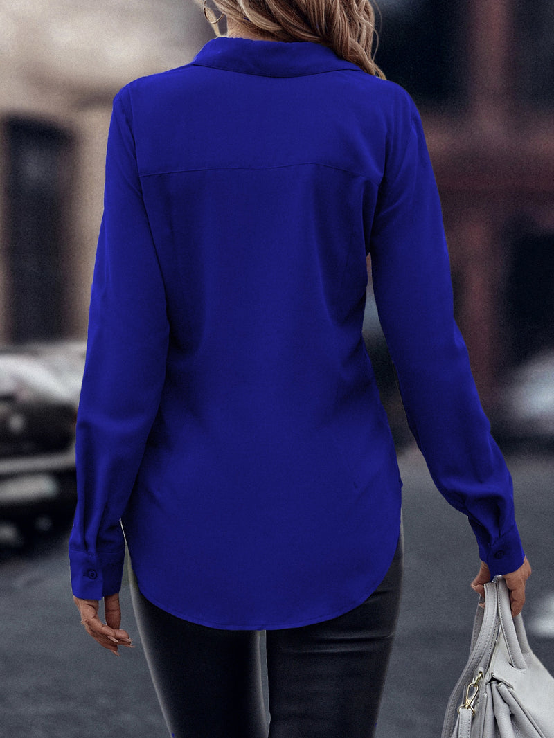 Camisa Merien De Manga Longa De Cor Sólida - Tiffani Moda Feminina