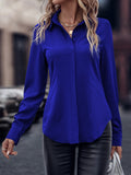 Camisa Merien De Manga Longa De Cor Sólida - Tiffani Moda Feminina