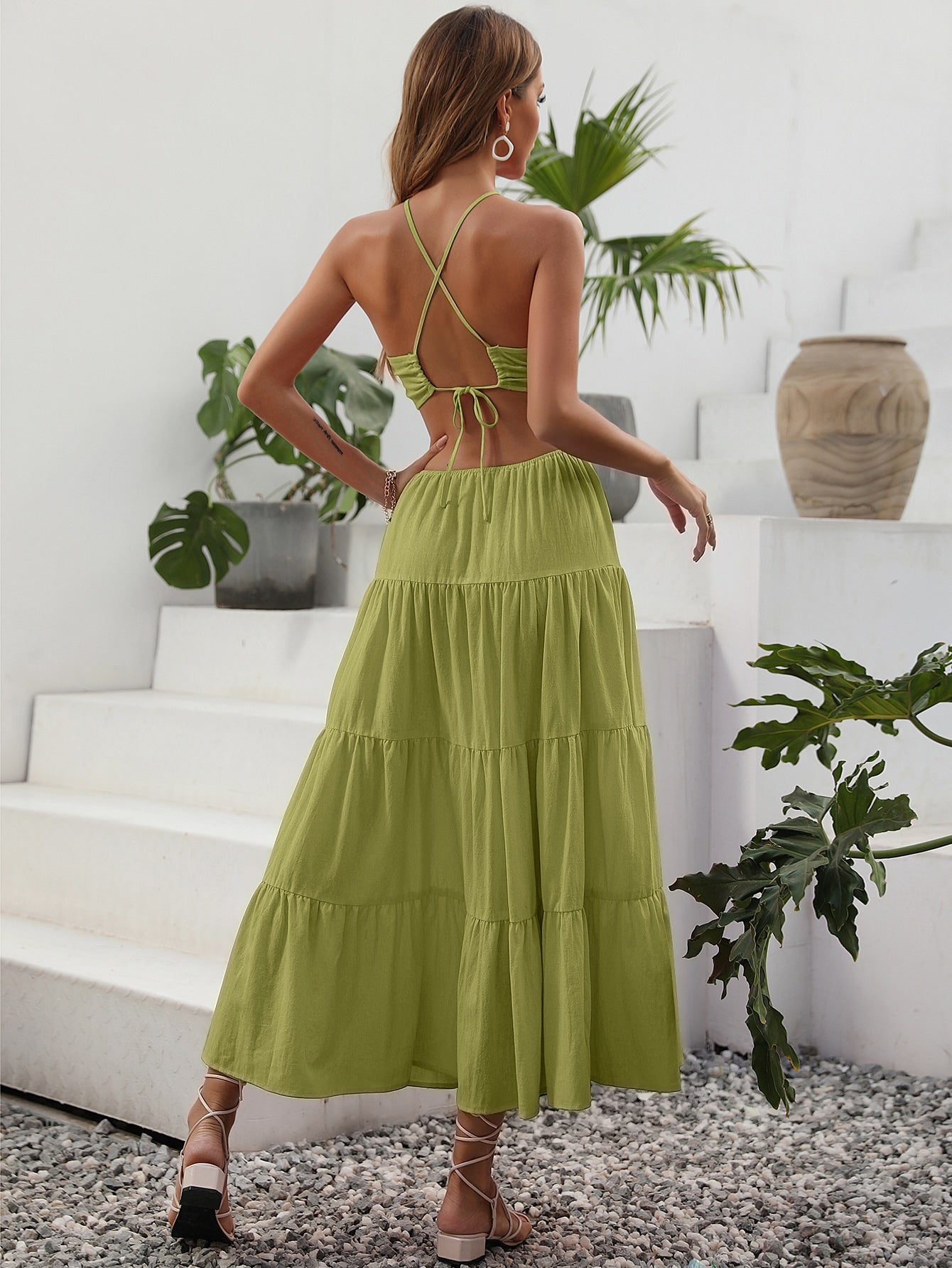 Vestido Maxime Estiloso Vazado com Ombros de Fora - Tiffani Moda Feminina