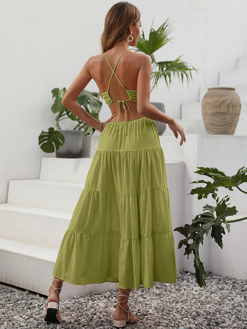 Vestido Maxime Estiloso Vazado com Ombros de Fora - Tiffani Moda Feminina