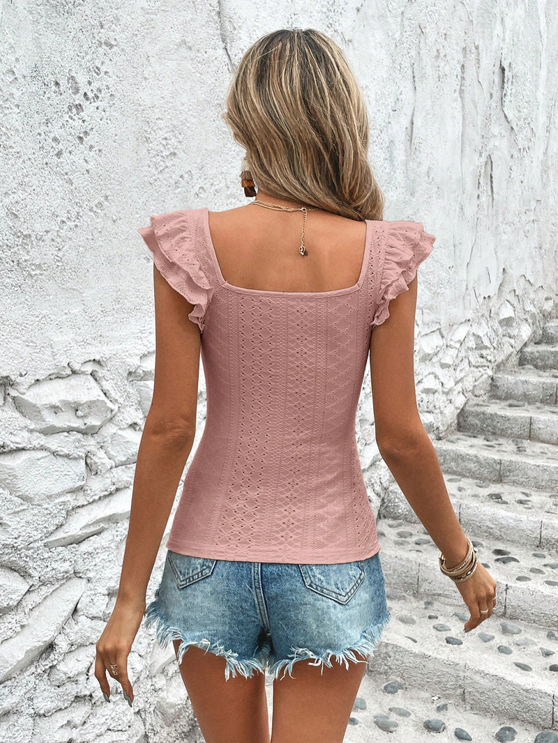 Camiseta Lila Bel Bainha Com Babados - Tiffani Moda Feminina