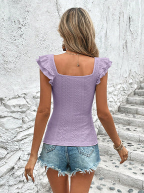 Camiseta Lila Bel Bainha Com Babados - Tiffani Moda Feminina