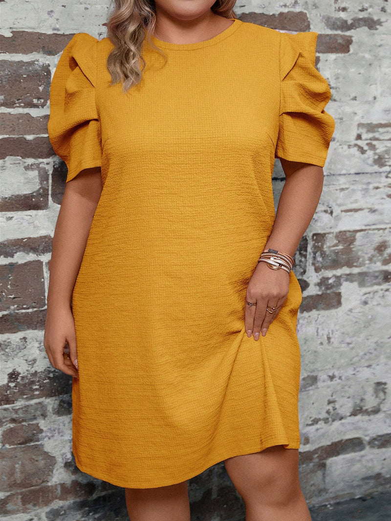 Vestido Lilian Plus-Size Manga Bufante - Tiffani Moda Feminina