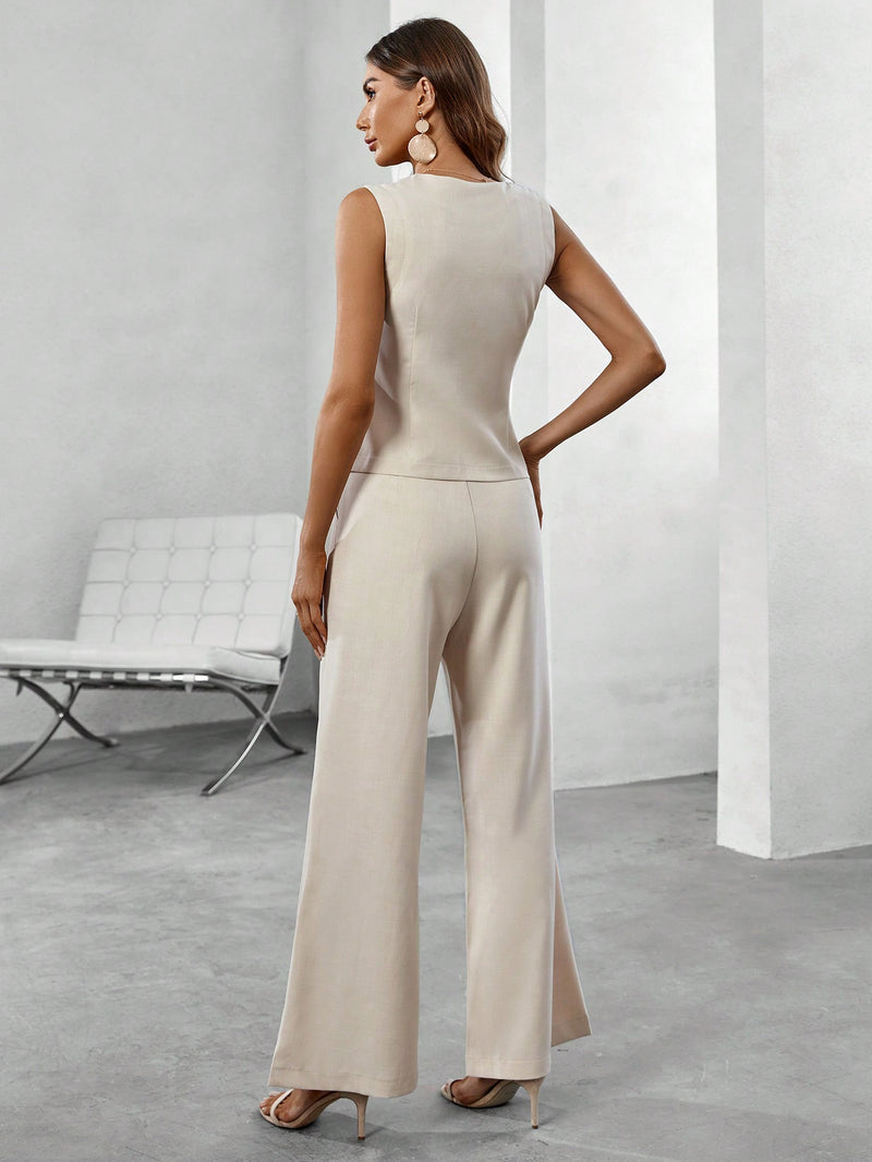 Conjunto Colete Blazer & Calças Wide leg - Tiffani Moda Feminina