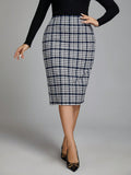 Classic Saia Plus Size Xadrez - Tiffani Moda Feminina