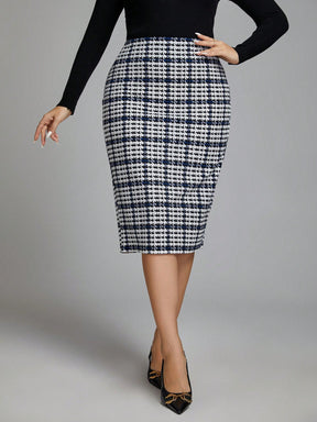 Classic Saia Plus Size Xadrez - Tiffani Moda Feminina