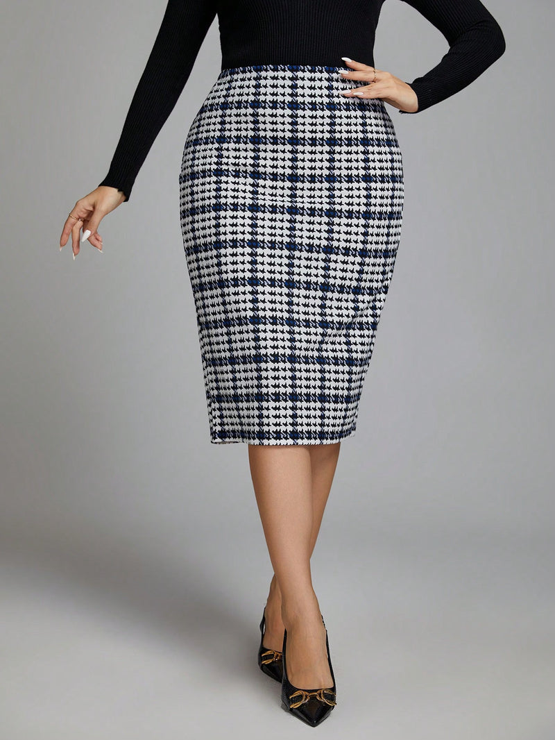 Classic Saia Plus Size Xadrez - Tiffani Moda Feminina