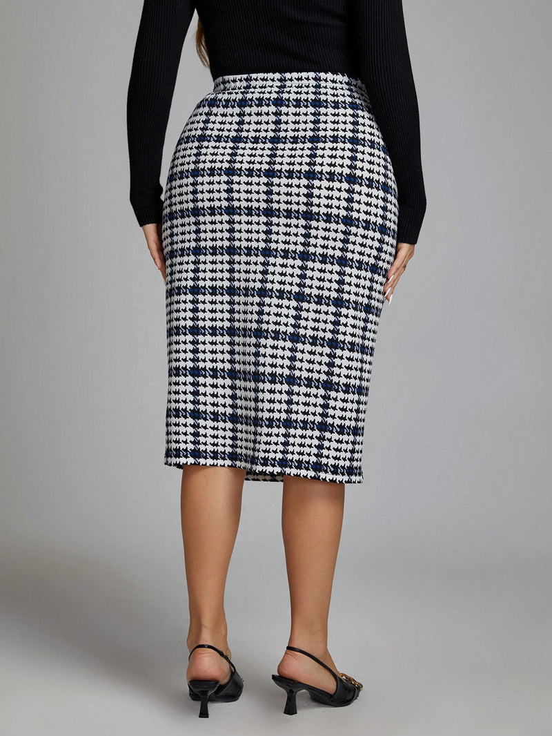 Classic Saia Plus Size Xadrez - Tiffani Moda Feminina