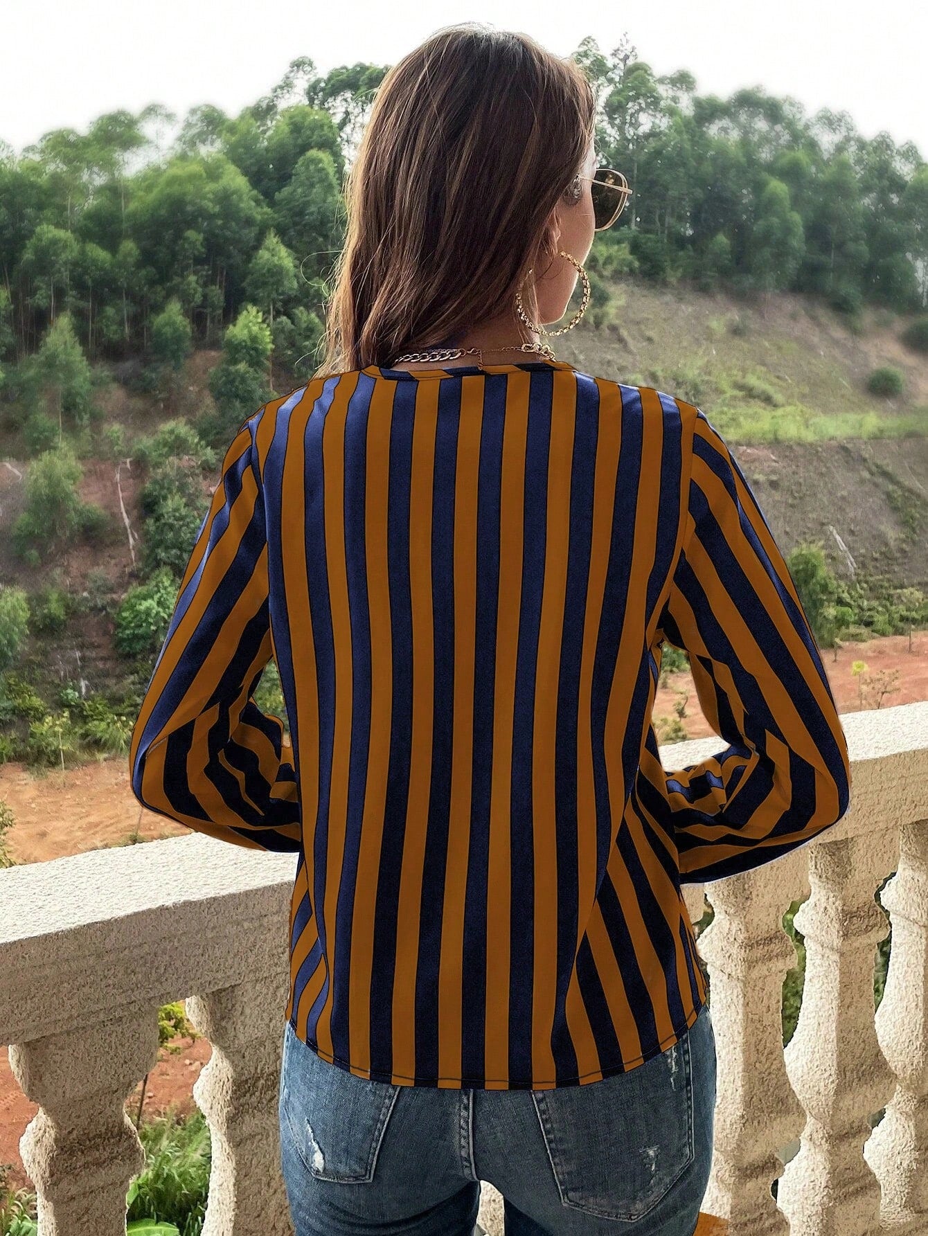 Camisa Amanda Botões na frente Listrado - Tiffani Moda Feminina