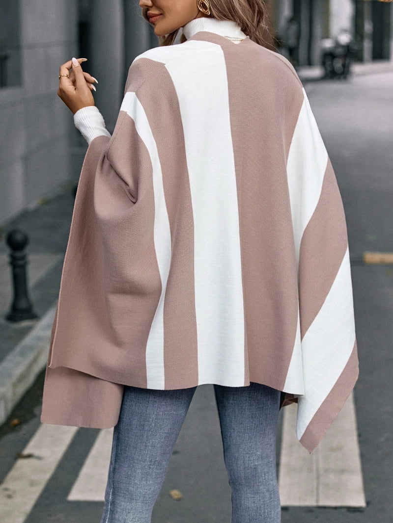 Cardigan Clasi Dois Tons Manga De Asa De Morcego