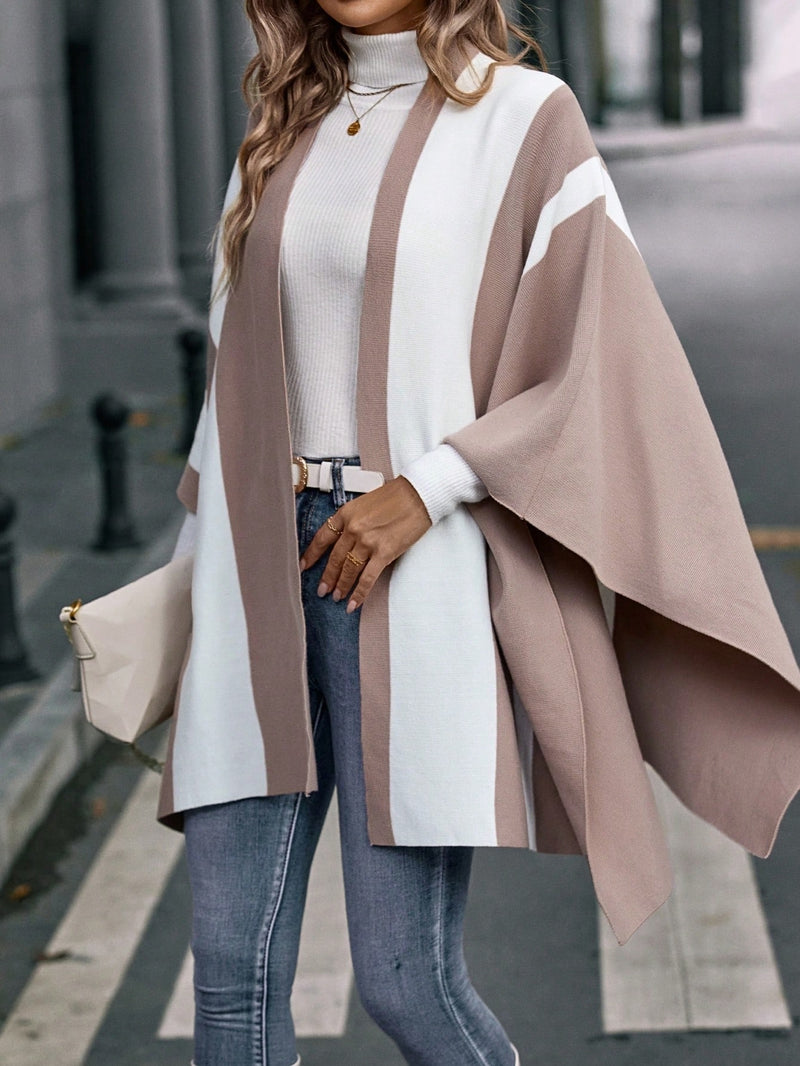 Cardigan Clasi Dois Tons Manga De Asa De Morcego