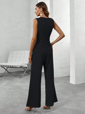Conjunto Colete Blazer & Calças Wide leg - Tiffani Moda Feminina