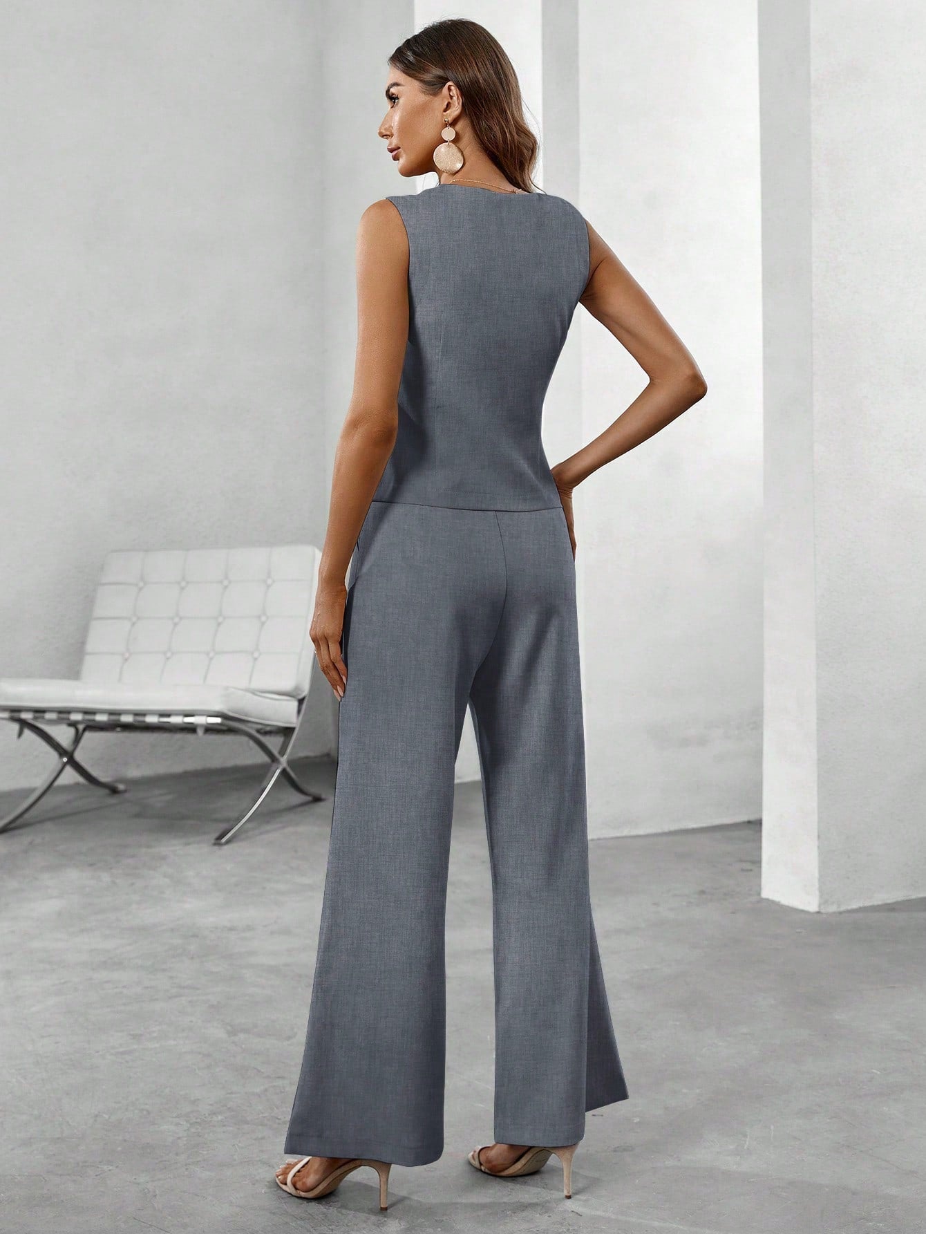Conjunto Colete Blazer & Calças Wide leg - Tiffani Moda Feminina