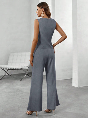 Conjunto Colete Blazer & Calças Wide leg - Tiffani Moda Feminina