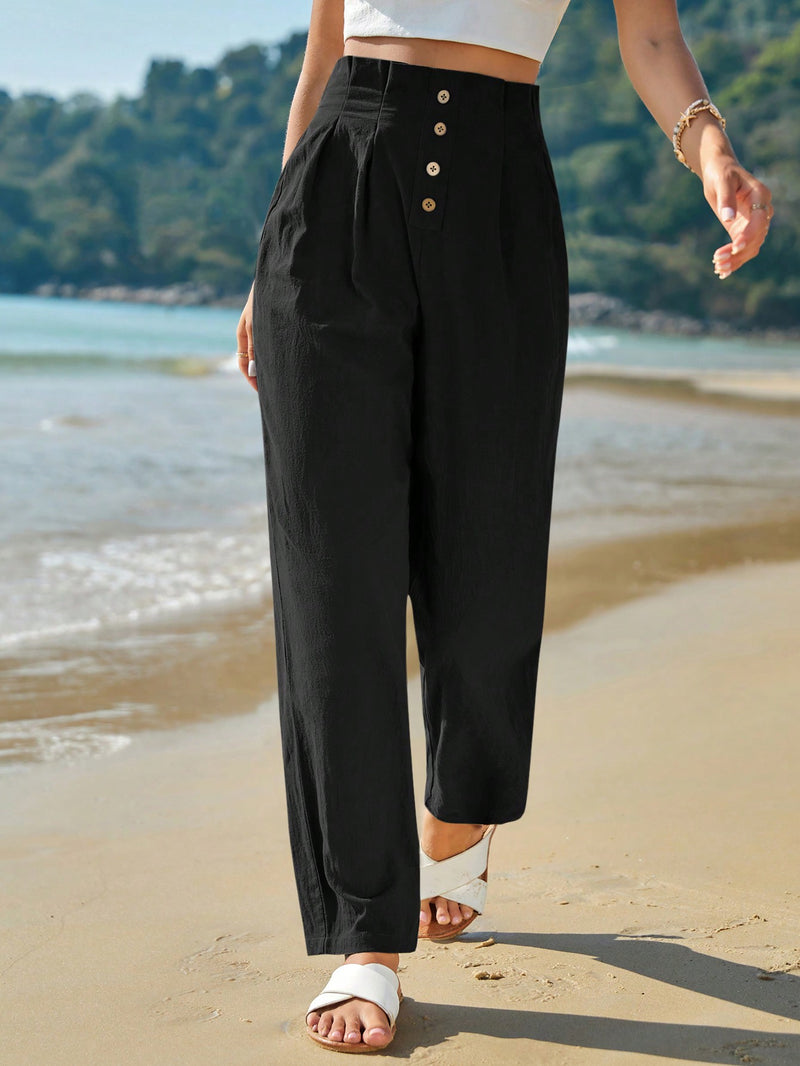Calça Alfaiataria Francy Plissado Cintura Alta - Tiffani Moda Feminina