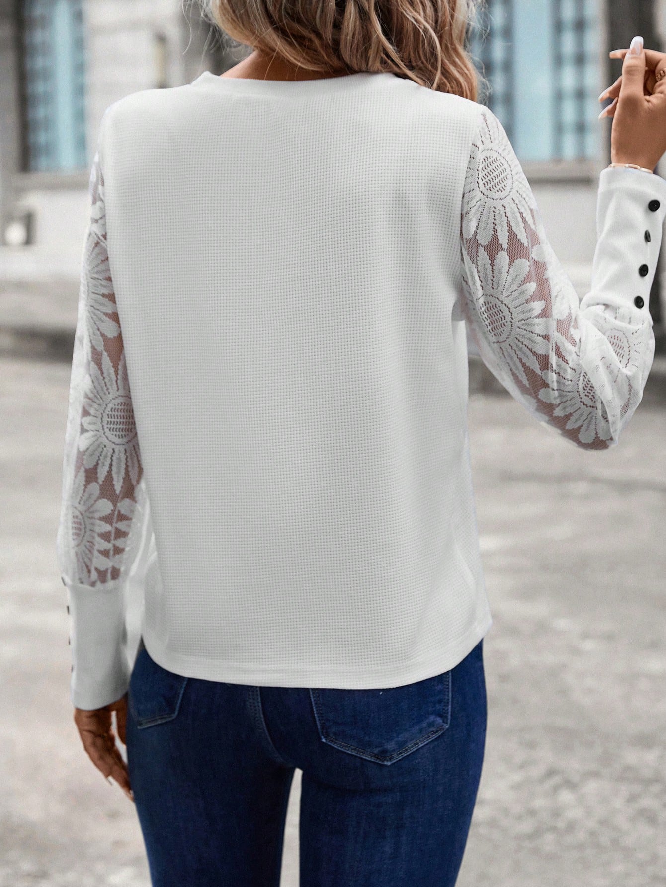 Blusa Mary Com Manga De Renda