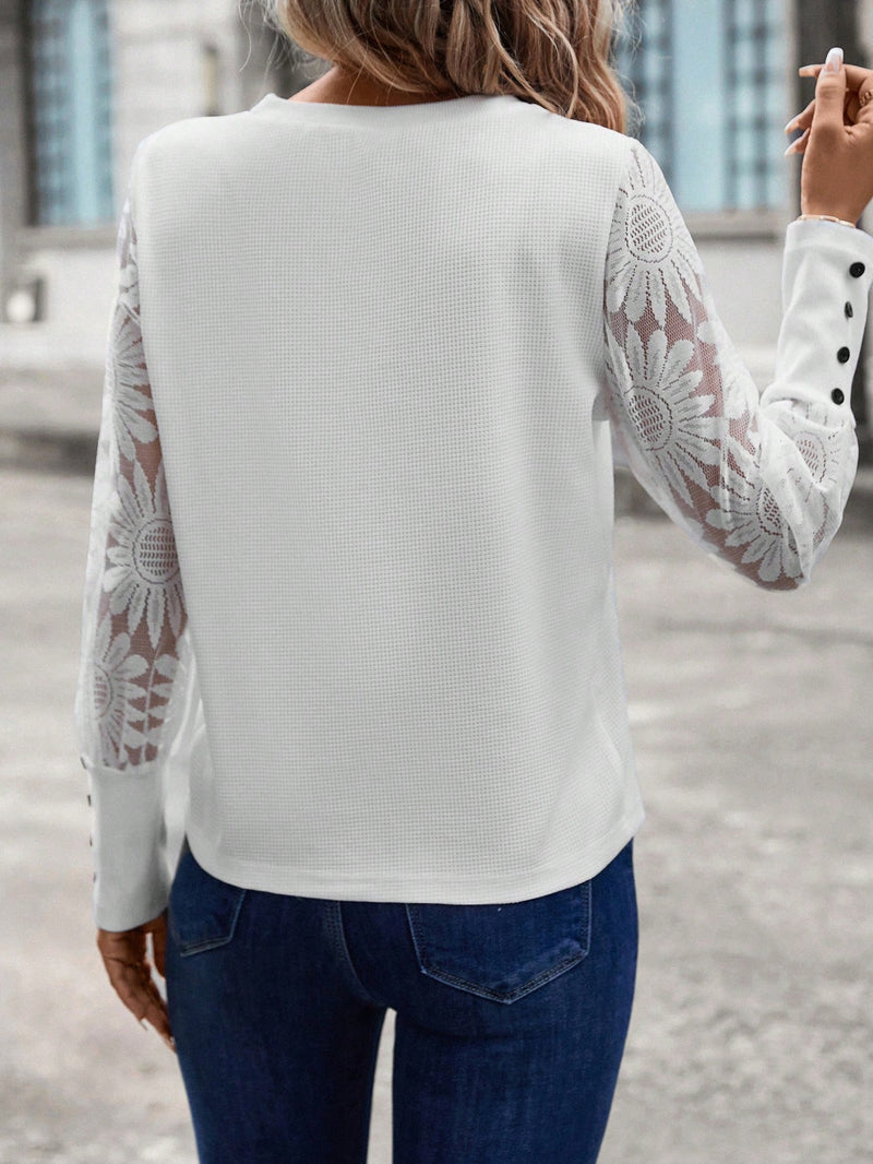 Blusa Mary Com Manga De Renda