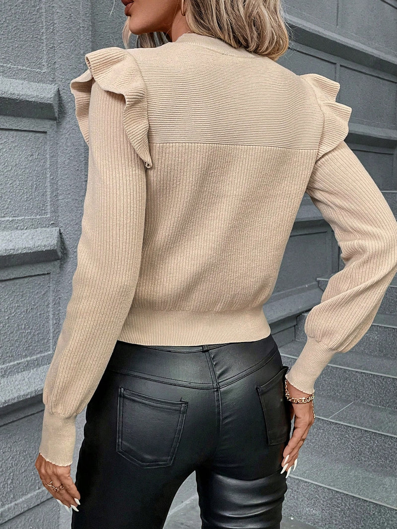 Suéter Moann Justo Babado No Ombro - Tiffani Moda Feminina